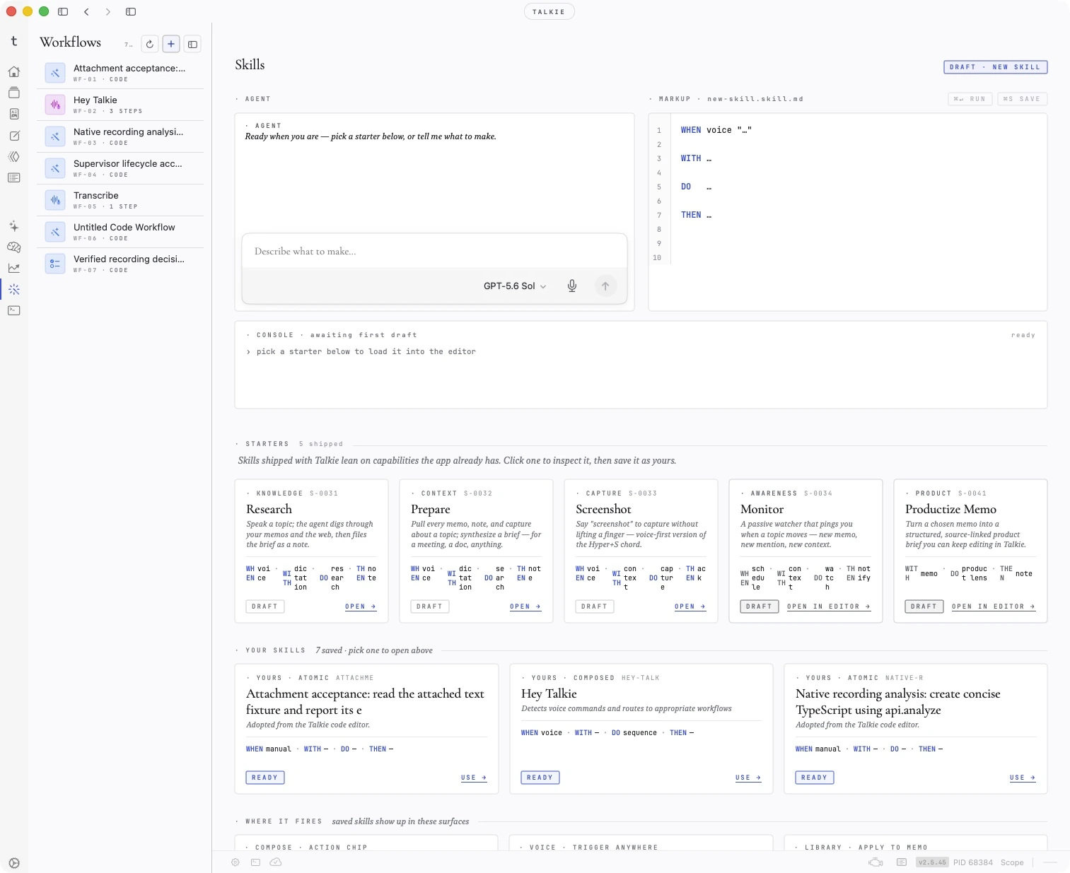 Workflows — Talkie for Mac