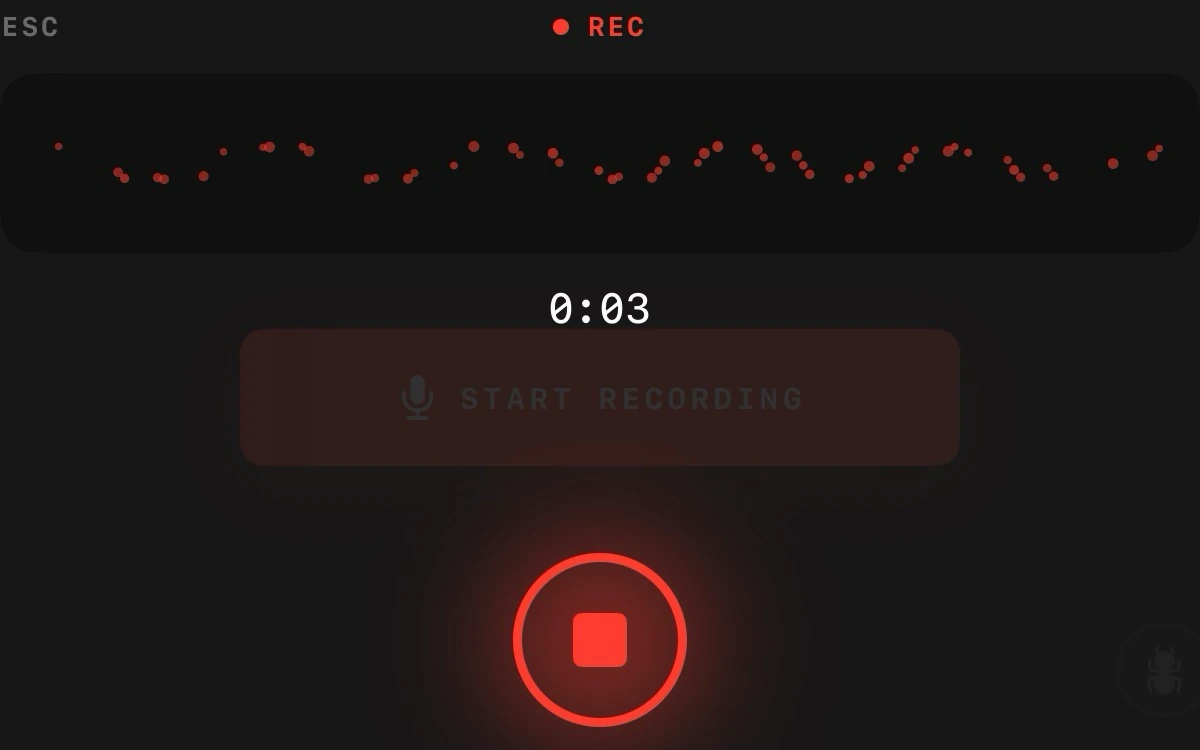 Talkie recording on iPhone with a live waveform and stop control