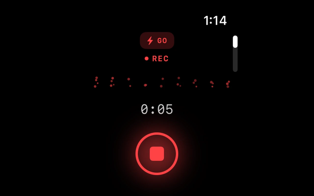 Talkie recording on Apple Watch with a waveform and stop control